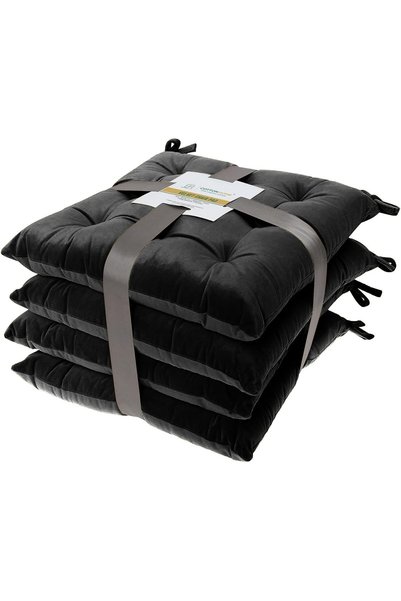 COTTON HOME 4 Pack Velvet Soft Chair Pads with Ties, Seat Cushion, Dining Roo...