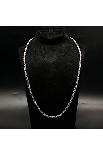 Silver Antique Chain Necklace for Men & Women - Byzantine Braided Cuban Rope ...