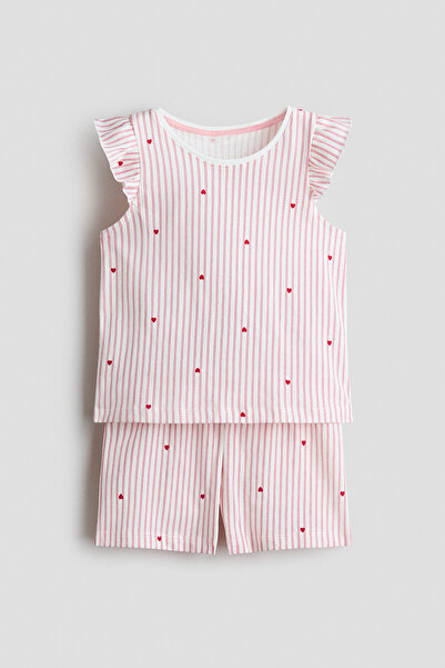 H&M Pamuklu ve Baskılı Pijama Takımı