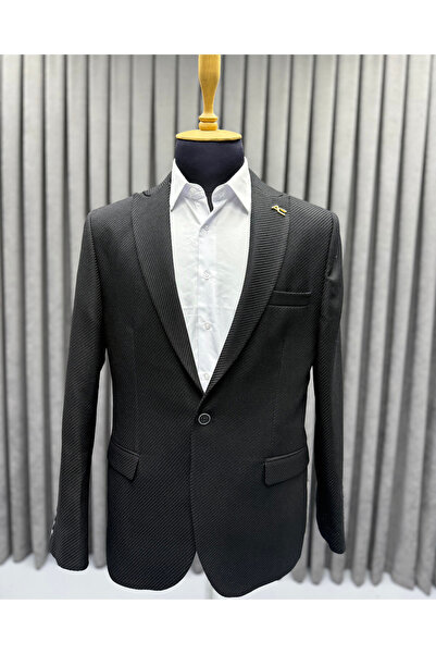 Avni Ceylan Men's Single Button Knitted Blazer Jacket