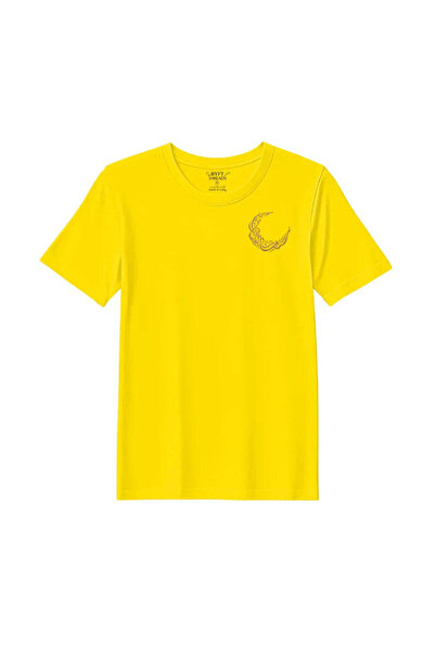 BYFT Threads Eid T-Shirt - Golden Crescent Noor Embroidered Design, Premium P...
