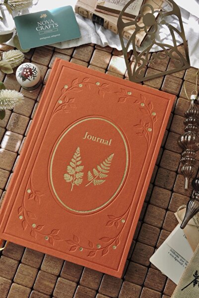 Nova Crafts Zarafet Serisi | Turuncu Journal Keten Yaldızlı Kapak Yaldızlı Ke...