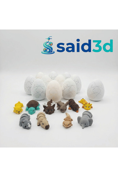 said3d Sürpriz Orman Hayvanları 3D Baskılı Kırılabilir Yumurta Seti - 10 x Fi...