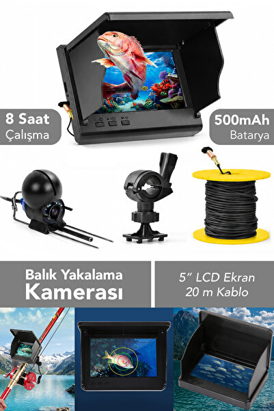 mimtec Balık Yakalama Kamerası - 500mAh Batarya LCD Ekran HD Görüntü 20m Kabl...