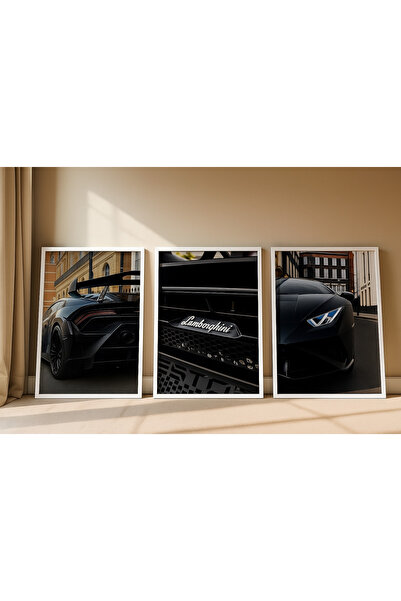 NT Handmade Laminated Framed Pvc Protected Uv Printing 3 Panel Lamborghini Wa...