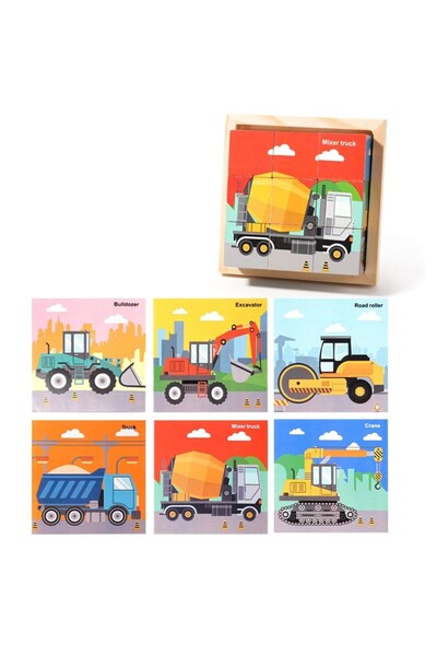 Crocodileskids Puzzle din lemn, Leski, 9 cuburi, 6 fețe, Vârsta 4-6 ani, 11 x...