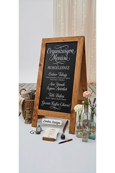 Zenba Design Menü Yazı Tahtası Panosu 60x110cm Organizasyon Yazı Panosu Sunum...