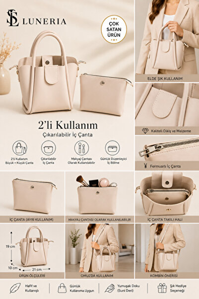 Luneria 2’li Soft Nude Mini Tote Çanta