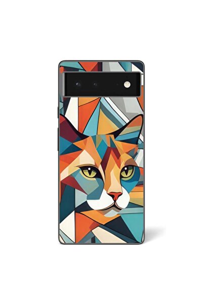 OEM Husa compatibila cu Google Pixel 6 Silicon Gel Tpu Model Cubic Cat Art