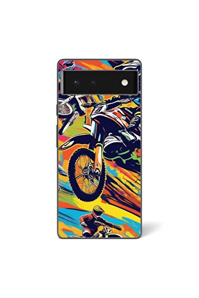 OEM Husa compatibila cu Google Pixel 6 Silicon Gel Tpu Model Motocross Pop Art