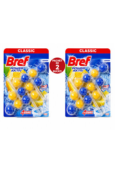 Bref Pachet 2 buc x Odorizant WC Power Aktiv Lemon, 3 x 50 g – Curățare & Pro...
