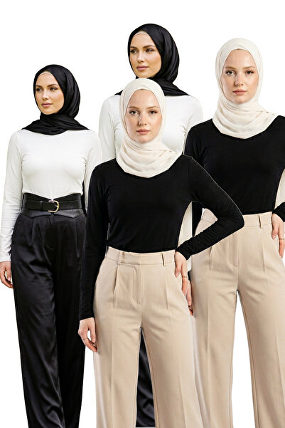 aymiramoda 4-Piece Basic Body Set – Long Sleeve Lycra Underwear Combination B...