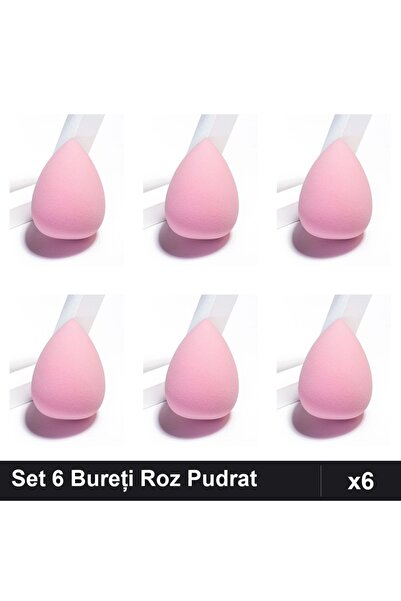 Makeup Set of 6 Extra-Soft Powdery Pink Foundation and Professional Sponges