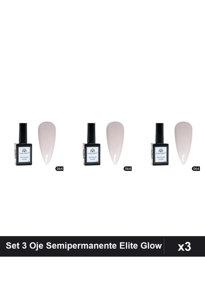 global fashion Set 3 Oje Semipermanente Elite Glow 15ml, Gel Polish UV/LED