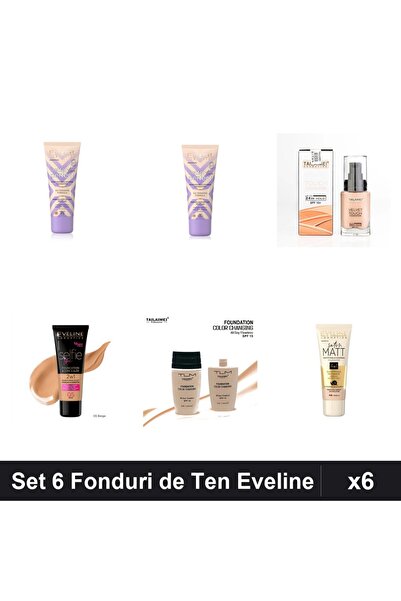 Eveline Set of 6 Foundations & TLM, Vanilla Beige Shades, SPF 10-15, 30-34ml