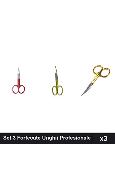 One Group Set 3 Forfecuțe Unghii Profesionale One Group, Roșie Aurie Cuticule