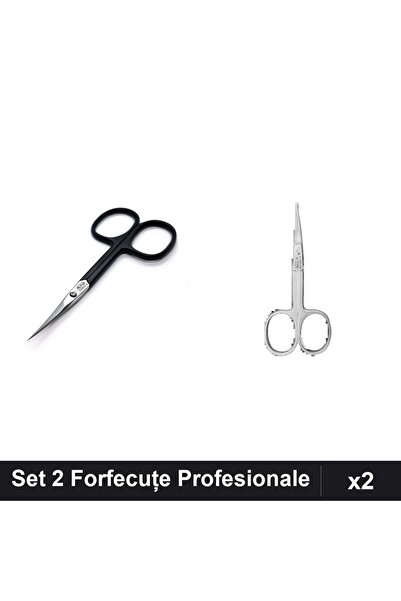 One Group Set 2 Forfecuțe Profesionale Unghii și Cuticule, Negru Argintiu,