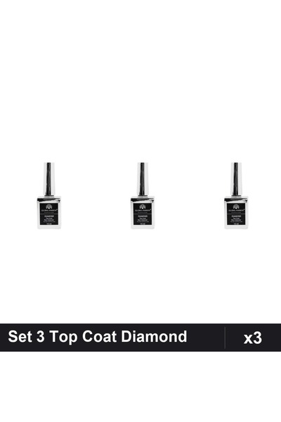 global fashion Set 3 Top Coat Diamond Fără Strat Dispersie 15ml, Finisaj Mani...