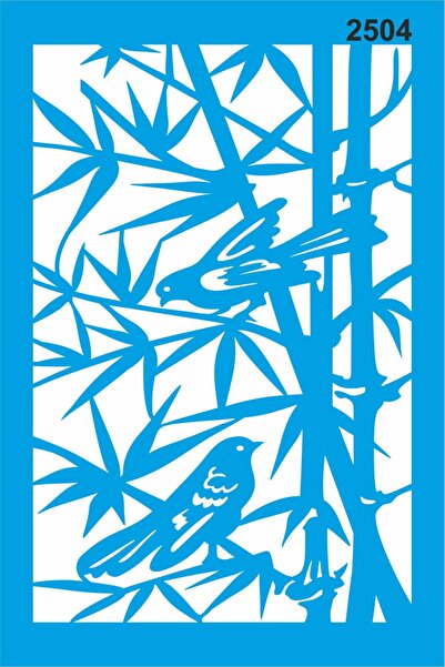 StencilSepeti Swallows and Spring Flowers Stencil Painting Template