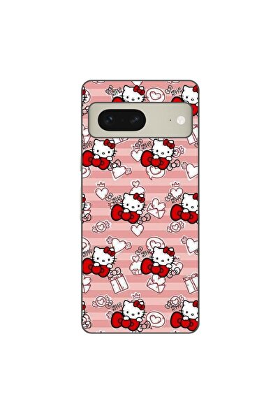 OEM Калъф, съвместим с Google Pixel 7, силиконов гел TPU, Hello Kitty, розов ...