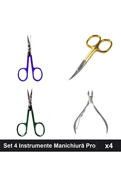 One Group Set 4 Instrumente Manichiura Profesionale One Group, Forfecuță Cuti...