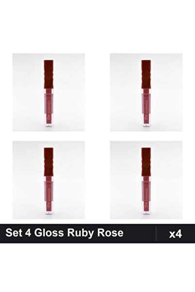 Ruby Rose Set of 4 Lip Gloss The Shimmer 05, Intense Colored Gloss, Manicure