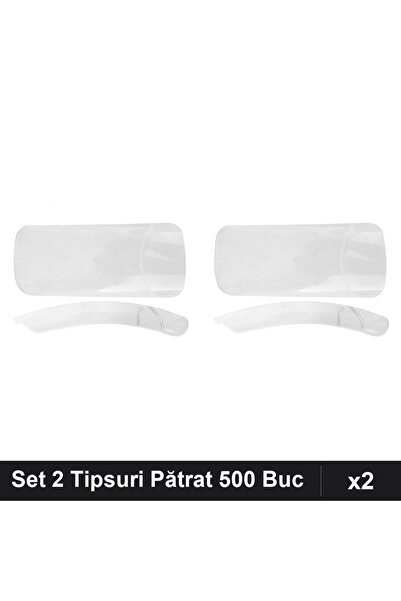 NAİLS Set 2 Tipsuri Unghii Pătrat Transparent 500 Bucăți, Manichiură Profesio...