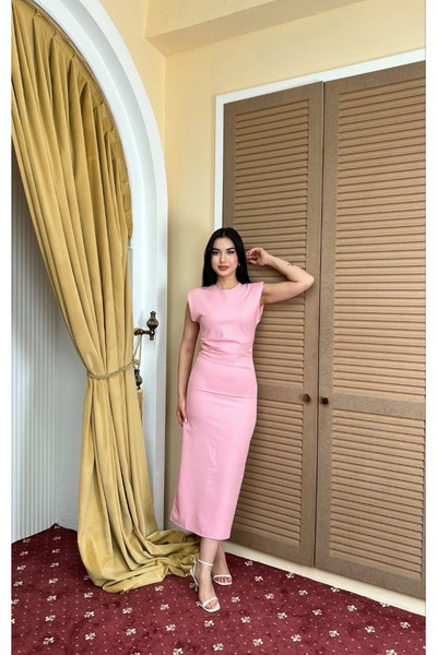 Moda Banuş Taşlı Slim Fit Vatkalı Uzun Elbise