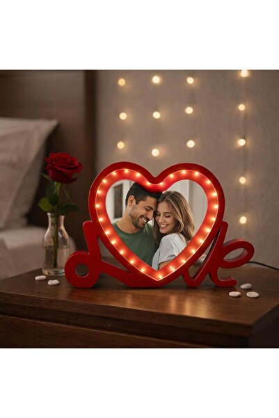 sanalbayim Işıklı Love Kalp Fotoğraf Çerçeveleri