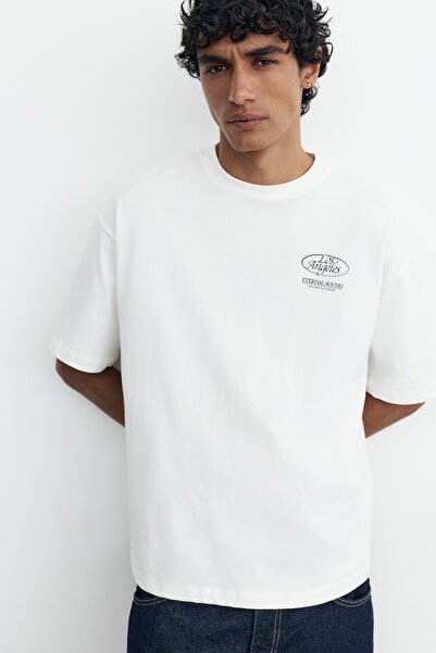 Pull & Bear Los Angeles grafik baskılı relaxed fit Tişört