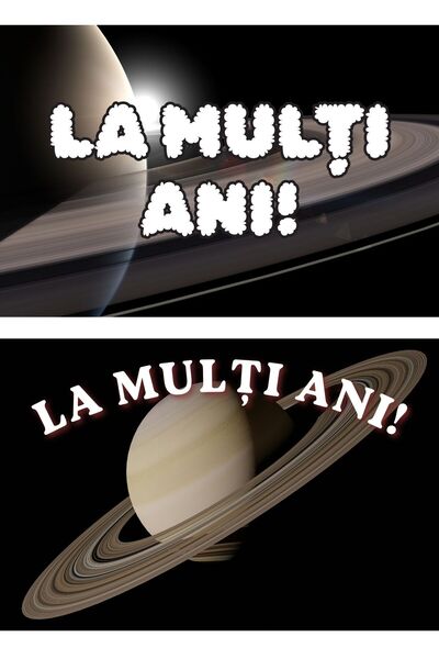 OEM Set 2 Felicitari Saturn La Multi Ani, Design Astronomic, Carton Premium 2...
