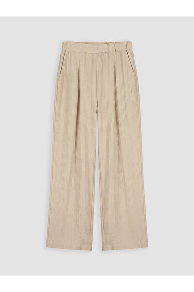 LC Waikiki Nevavm Textured Women's Trousers with Elastic Waist