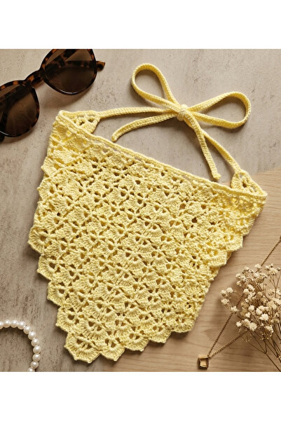 örgü MARSELA El Örgüsü Bandana Renkli Yazlık Bandana