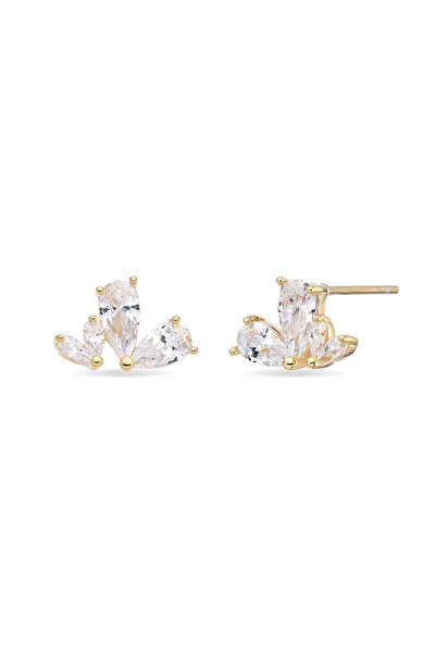 Lisa&Co. Cercei Argint Floral Argint placat cu aur galben / Cristale Zircon