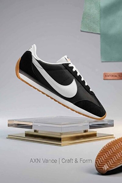 Nike Pantofi sport pentru bărbați, negri/albi, din piele de căprioară, retro,...