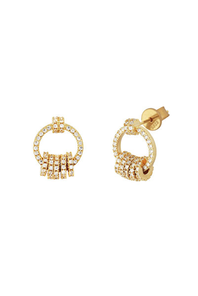 Lisa&Co. Cercei Argint Paved Twister Argint placat cu aur galben / Zircon / Alb