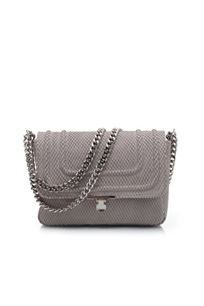 UrbanShoes Women's Genuine Leather Bag , Leofex - 4018 Grey Velour Print