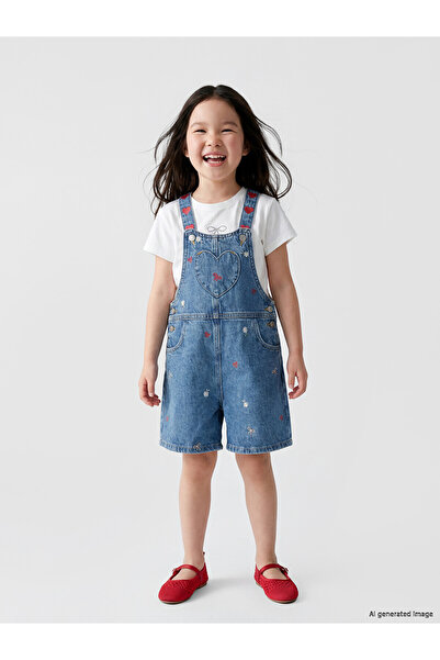 LC Waikiki Nevavm Embroidered Girls' Jean Salopet with a Difference