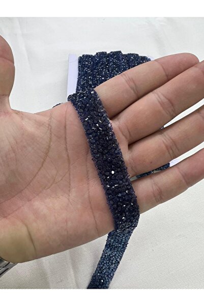 KAYA ARNİCA TEKSTİL Lacivert Parlak Taşlı Şerit Ütü İle Yapışan şerit 1.5 Cm