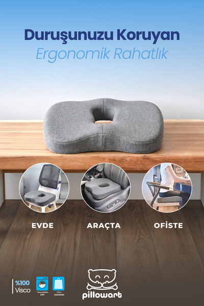 PİLLOWART Visko Orthopedic Sitting Cushion – Support Suitable for Office, Car, and Home Use