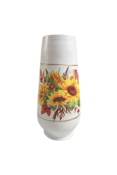 Ceramica Martinescu Vaza ceramica 30 cm, buchet floarea soarelui, decorata manual, design decorativ