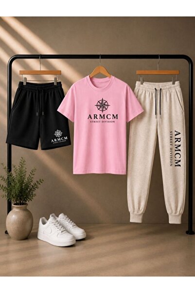 armicem Set pantaloni scurți și pantaloni de trening unisex cu imprimeu ARMCM...