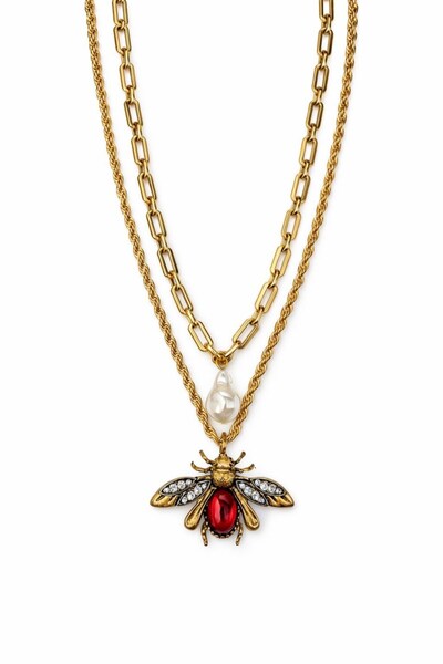 Angelovia Layered Chain Necklace with Bee Figure