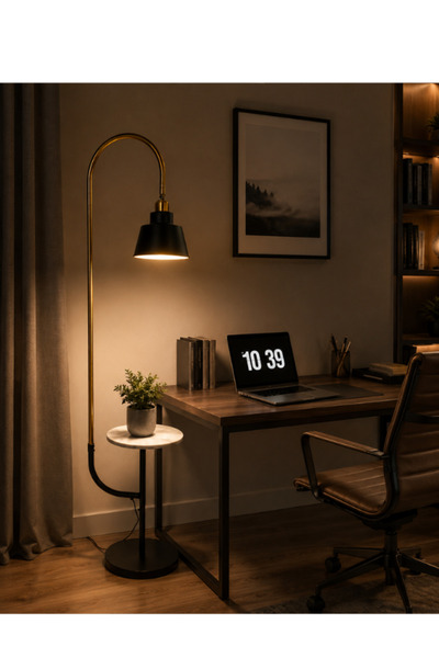 janalightings أباجورة مع طاولة رخامية – تصميم ذكي تصميم 2 في 1