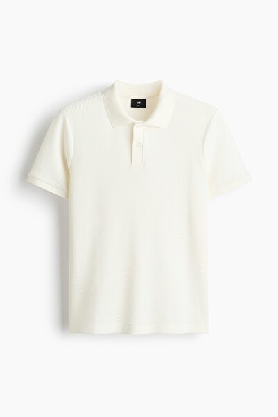H&M Pirinç Örgülü Polo Tişört Slim Fit