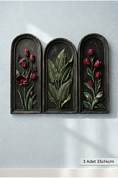 Dekoromi Dekoratif Vintage Duvar Pano Seti 3 Adet (33x14cm) Ev Duvar Ofis Dek...