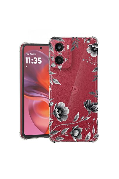 bestcase Αντικραδασμική Θήκη Συμβατή με Motorola Moto G05 / E15, Μαύρο Φλοράλ...
