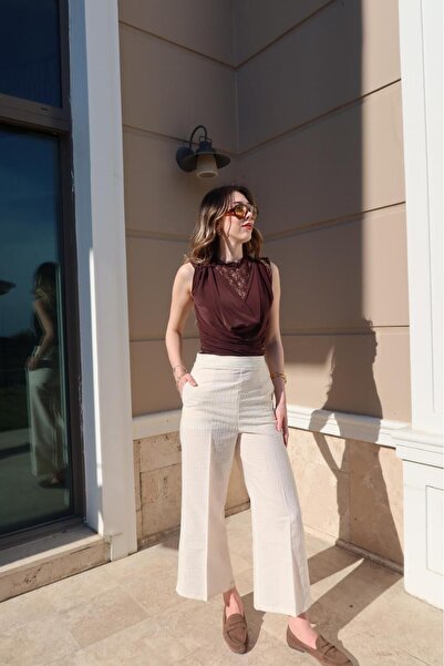 MIRELLA BOUTIQUE Keten Dokulu Bol Paça Pantolon