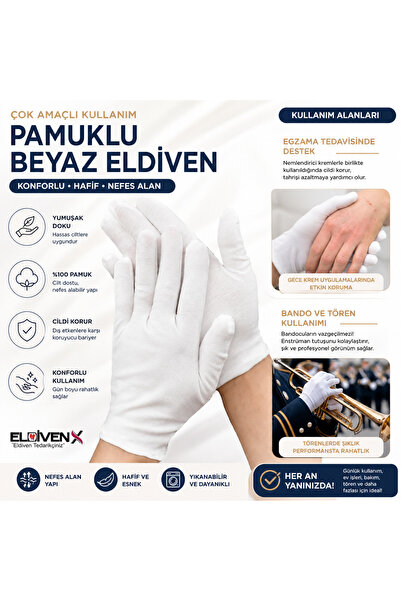 Medicalx Eldiveni Ve Bandocu Eldiveni 100% Pamuk - Tek Ebat / 1 ÇİFT