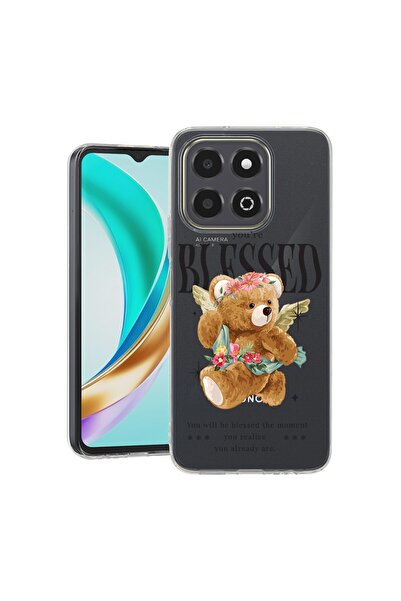 bestcase Прозрачен тънък силиконов калъф, съвместим с Honor X6c, Мече Благосл...